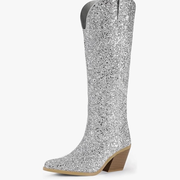 Shoes - Silver Glitter Women's Cowgirl Boots